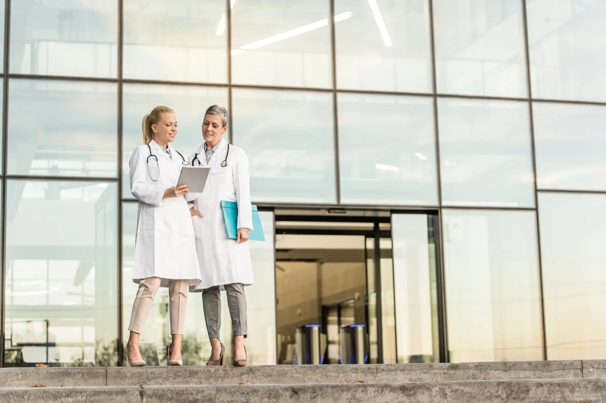 Medical affairs professionals discussing clinical research